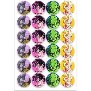 Etiqueta Redonda 3cm Dragon Ball Super Super Hero 50 pzas
