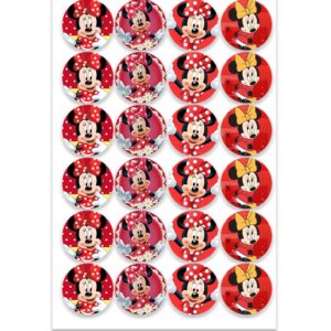 Etiqueta Redonda 3cm Minnie Mouse Roja 50 pzas