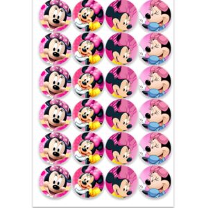 Etiqueta Redonda 3cm Minnie Mouse Rosa 50 pzas