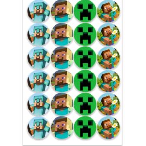 Etiqueta Redonda 3cm Minecraft 50 pzas