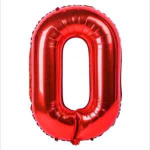 Globo Metálico Grande Número Rojo 32" - 0 Rojo