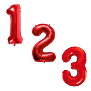 Globo Metálico Grande Número Rojo 32"