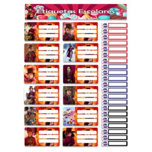 Etiquetas Escolares Personalizadas Wonka