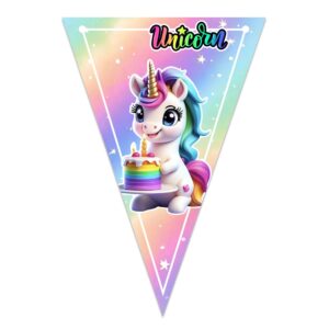 letrero banderin felicidades unicornio