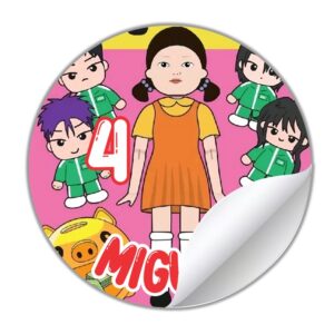 ETIQUETAS REDONDAS PERSONALIZADAS EL JUEGO DEL CALAMAR