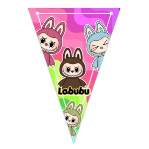 letrero banderin felicidades labubu