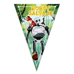 letrero banderin felicidades robot salvaje