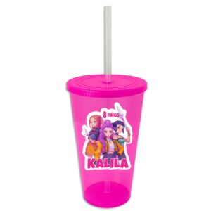 vaso de plastico personalizado con tapa y popote recuerdo guerreras k pop