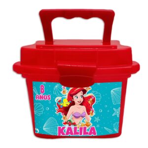 lonchera de plastico tipo dulcero personalizada la sirenita