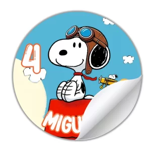 ETIQUETAS REDONDAS AUTOADERIBLES SNOOPY