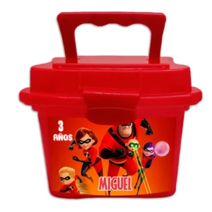 lonchera de plastico dulcera personalizada personaje increibles
