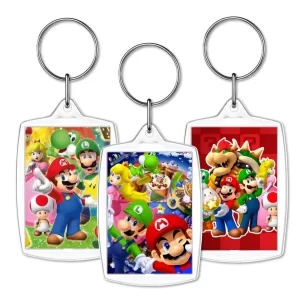 llavero personalizado acrilico recuerdo personaje mario bros y luigi