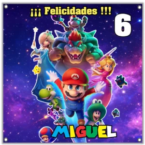 lona 1x1 personalizadas mario galaxy