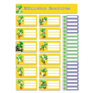 etiqueta escolar personalizada yoshi